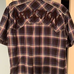 Affliction Plaid Shirt - Blue and Red